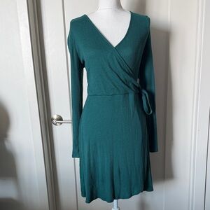 EUC Women’s Express Mock Wrap Green Dress
